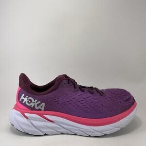Hoka One One Clifton 8 Womens Size 8.5 Wide D Grape Wine/Pink Yarrow Shoes